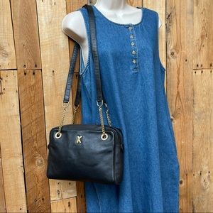 PALOMA PICASSO VINTAGE SHOULDER BAG GOLD CHAIN LEATHER